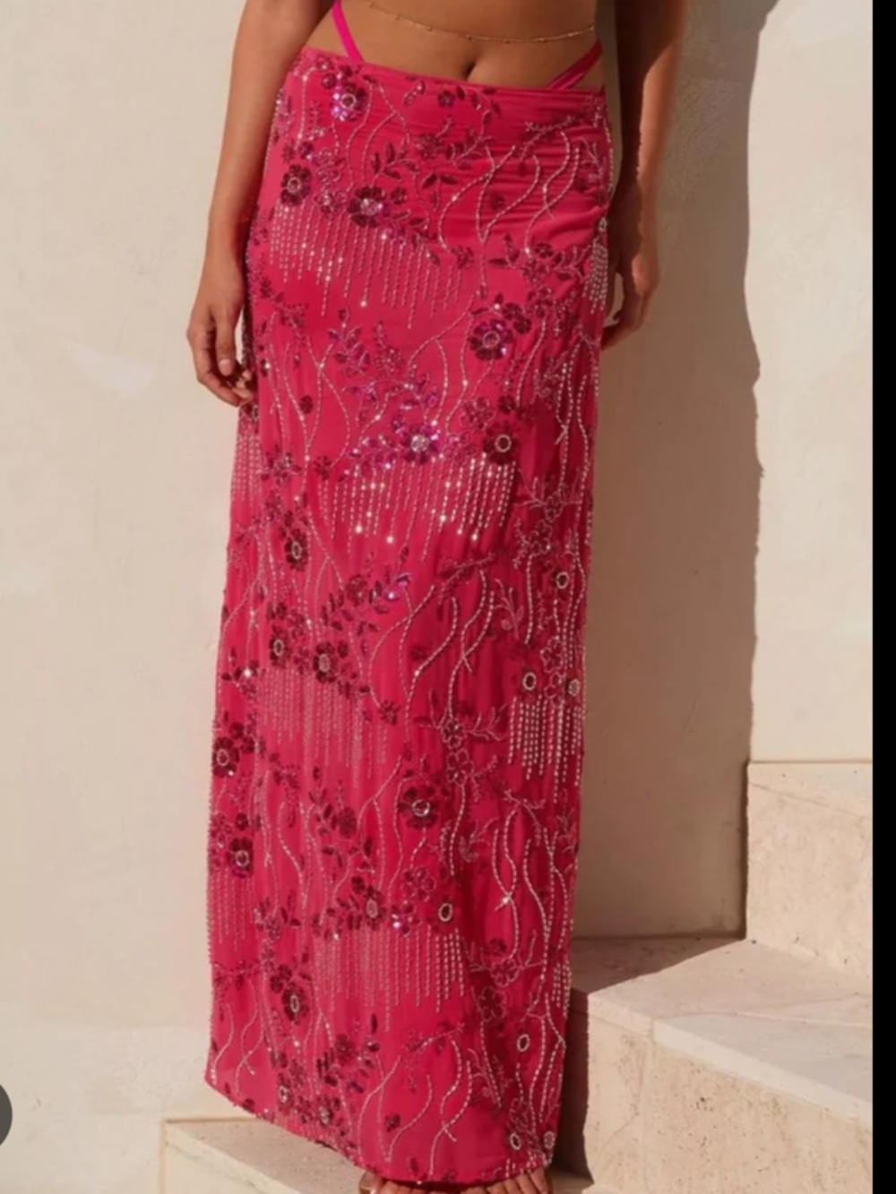 PEPPERMAYO Embroidered/Beaded/Sequin Maxi Skirt -